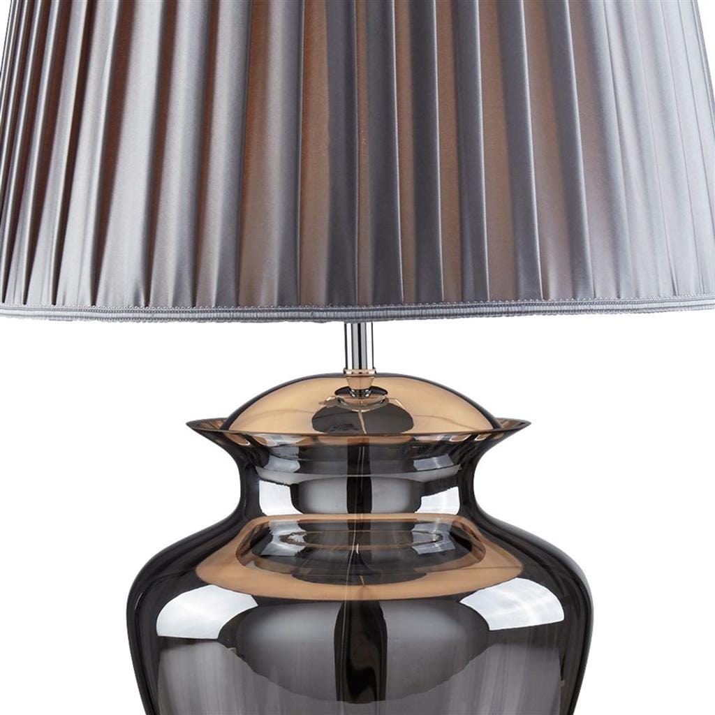 Searchlight Elina Table Lamp - Chrome, Smoked Glass & Pewter Shade 8531SM