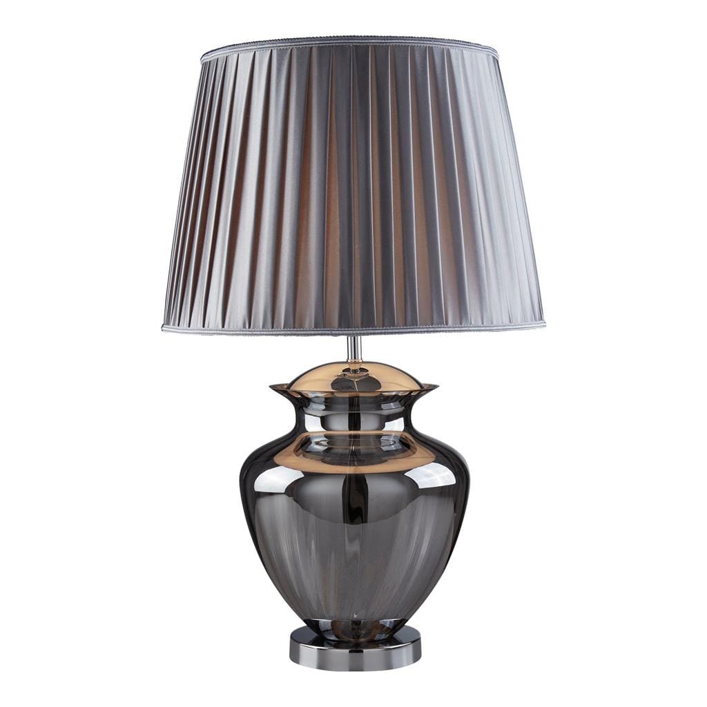 Searchlight Elina Table Lamp - Chrome, Smoked Glass & Pewter Shade 8531SM