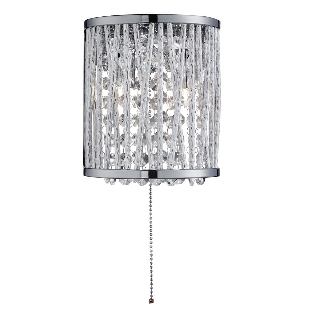 Searchlight Elise  2Lt Wall Light - Chrome Metal & Crystal 7222-2CC