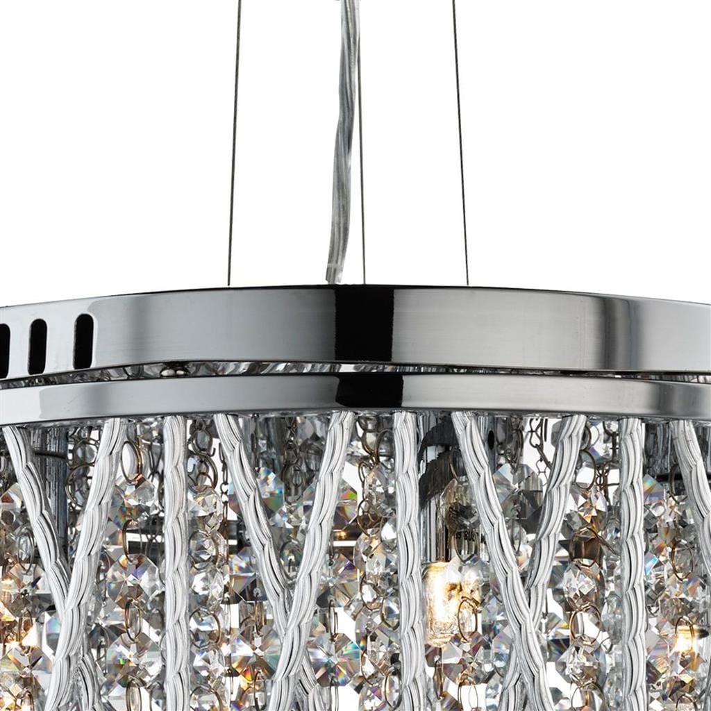 Searchlight Elise 3Lt Pendant to Semi-Flush - Chrome Metal & Crystal 8333-3CC