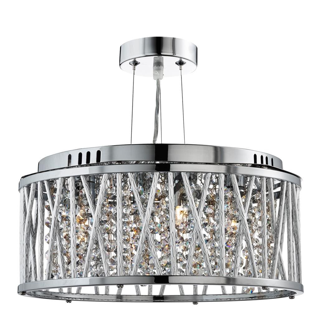 Searchlight Elise 3Lt Pendant to Semi-Flush - Chrome Metal & Crystal 8333-3CC