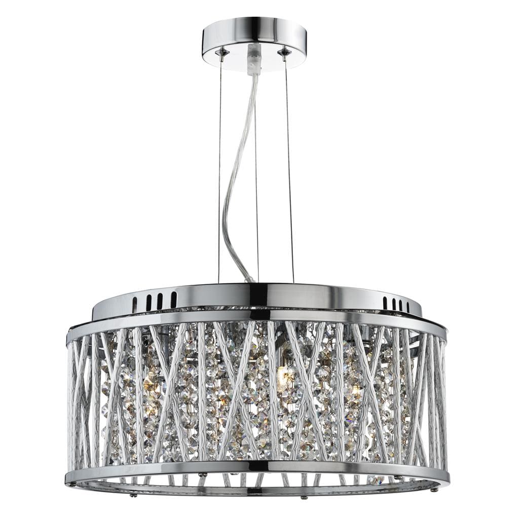 Searchlight Elise 4Lt Pendant to Semi-Flush - Chrome Metal & Crystal 8334-4CC