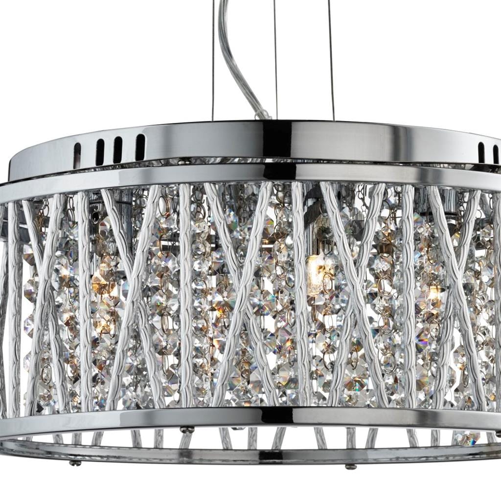 Searchlight Elise 4Lt Pendant to Semi-Flush - Chrome Metal & Crystal 8334-4CC