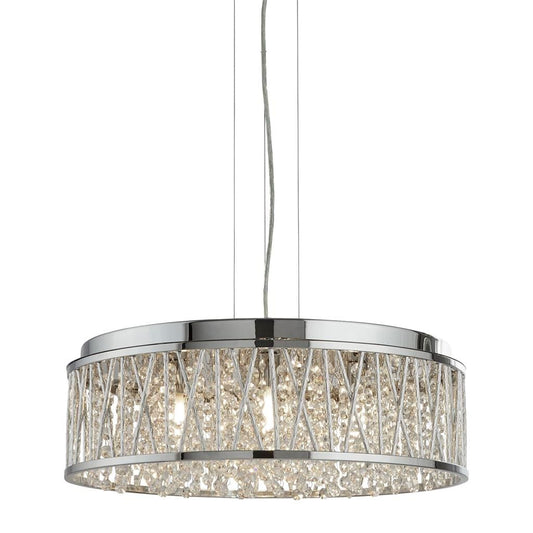 Searchlight Elise 7Lt Pendant to Semi-Flush - Chrome Metal & Crystal 8337-7CC