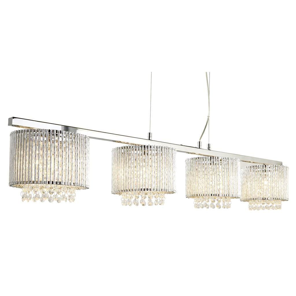 Searchlight Elise II 4Lt Bar Pendant - Chrome Metal & Clear Crystal 7094-4CC