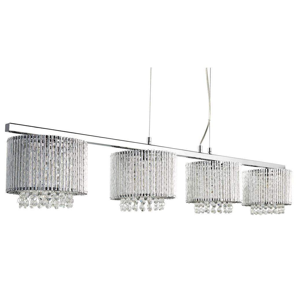 Searchlight Elise II 4Lt Bar Pendant - Chrome Metal & Clear Crystal 7094-4CC