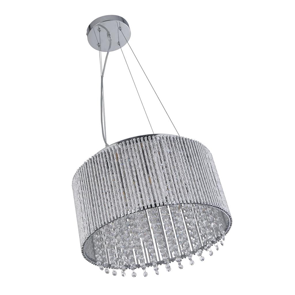 Searchlight Elise II 8Lt Pendant - Chrome Metal & Clear Crystal 4048-8CC