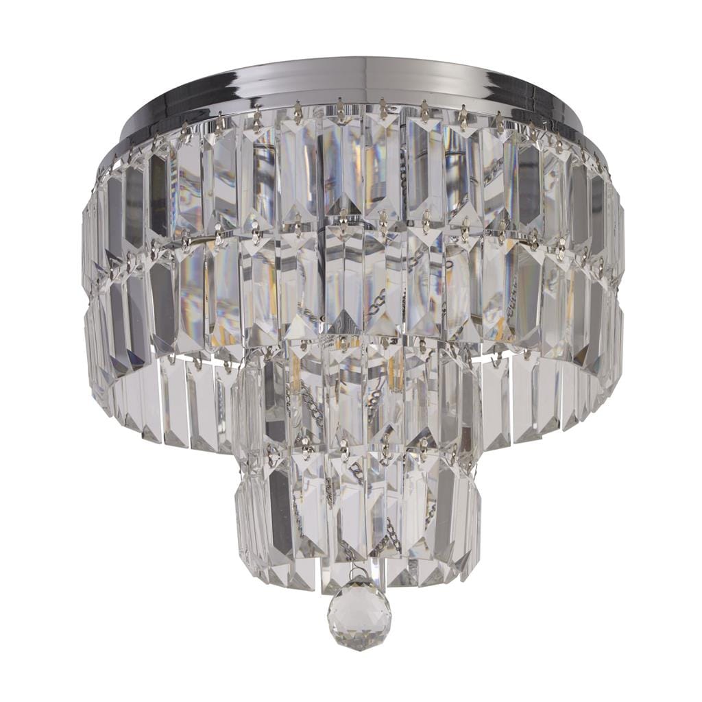 Searchlight Empire 4Lt Flush - Chrome Metal & Clear Crystal 61321-4CC