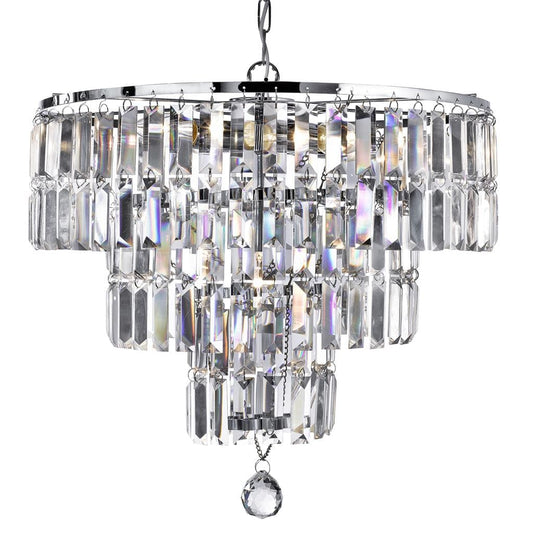 Searchlight Empire  5Lt Pendant - Chrome Metal & Clear Crystal 1375-5CC