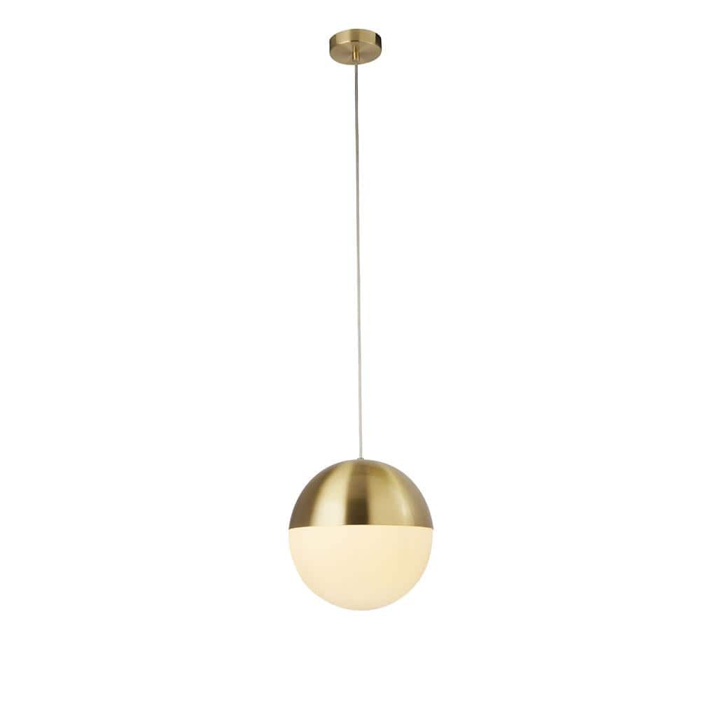 Searchlight Endor Pendant  - Satin Brass & Opal Glass 24181SB