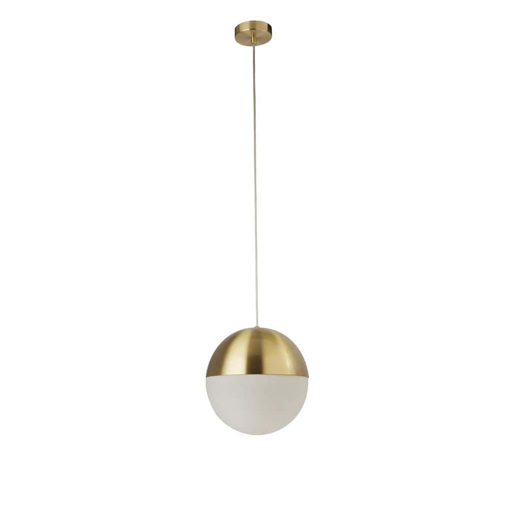 Searchlight Endor Pendant  - Satin Brass & Opal Glass 24181SB