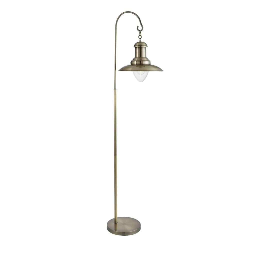 Searchlight Fisherman Floor Lamp - Antique Brass Metal & Glass 6502AB