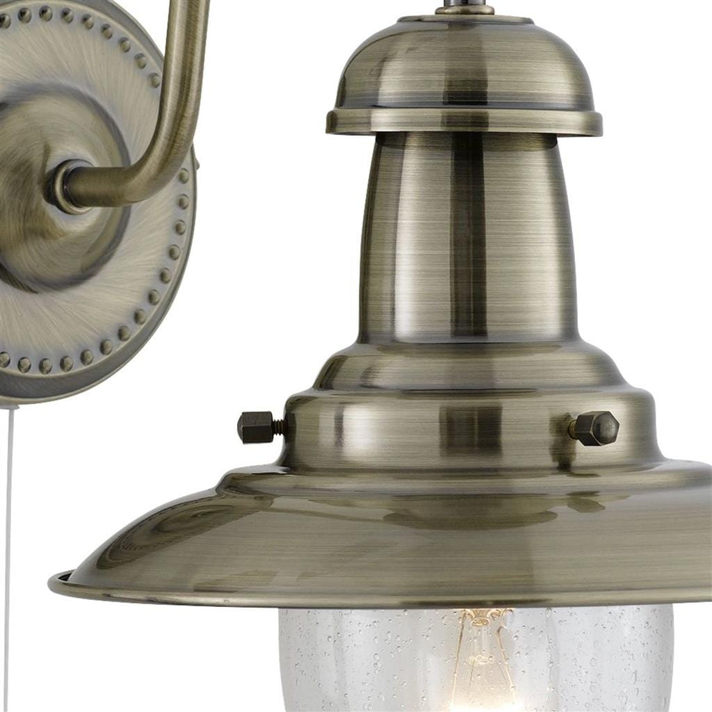 Searchlight Fisherman II Wall Light - Antique Brass & Clear Seeded Glass 5331-1AB