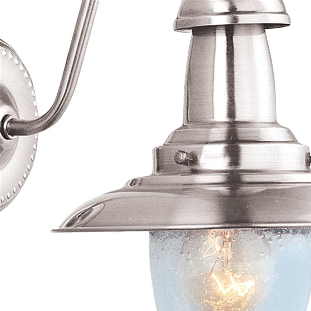 Searchlight Fisherman II Wall Light - Satin Silver & Clear Seeded Glass 5331-1SS