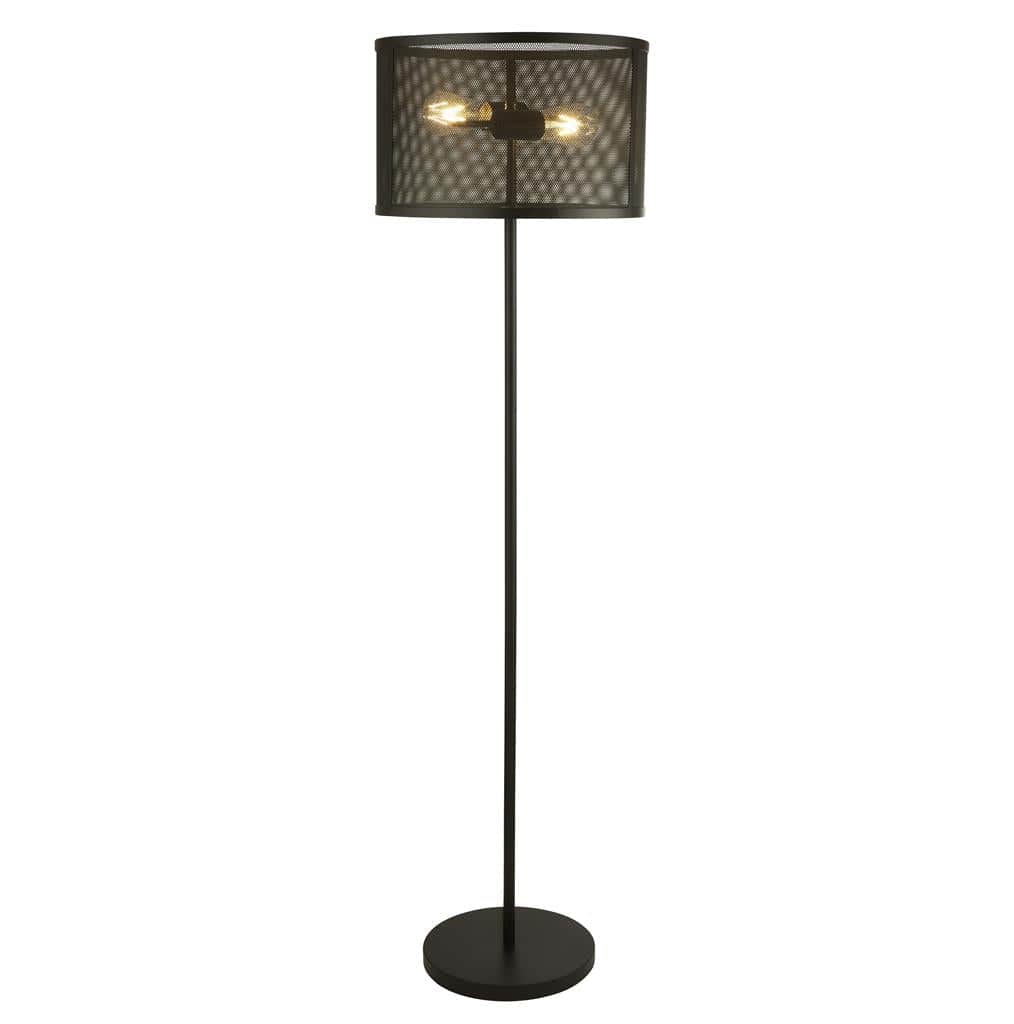 Searchlight Fishnet  2Lt Floor Lamp  - Matt Black Metal & Mesh Shade 2832-2BK