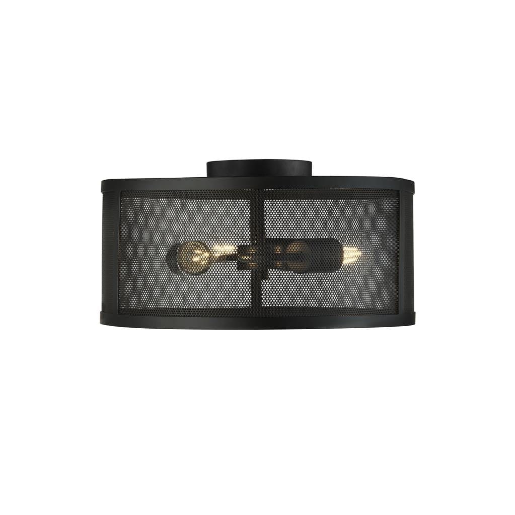 Searchlight Fishnet 3Lt Flush - Matt Black Metal & Mesh Shade 2843-3BK