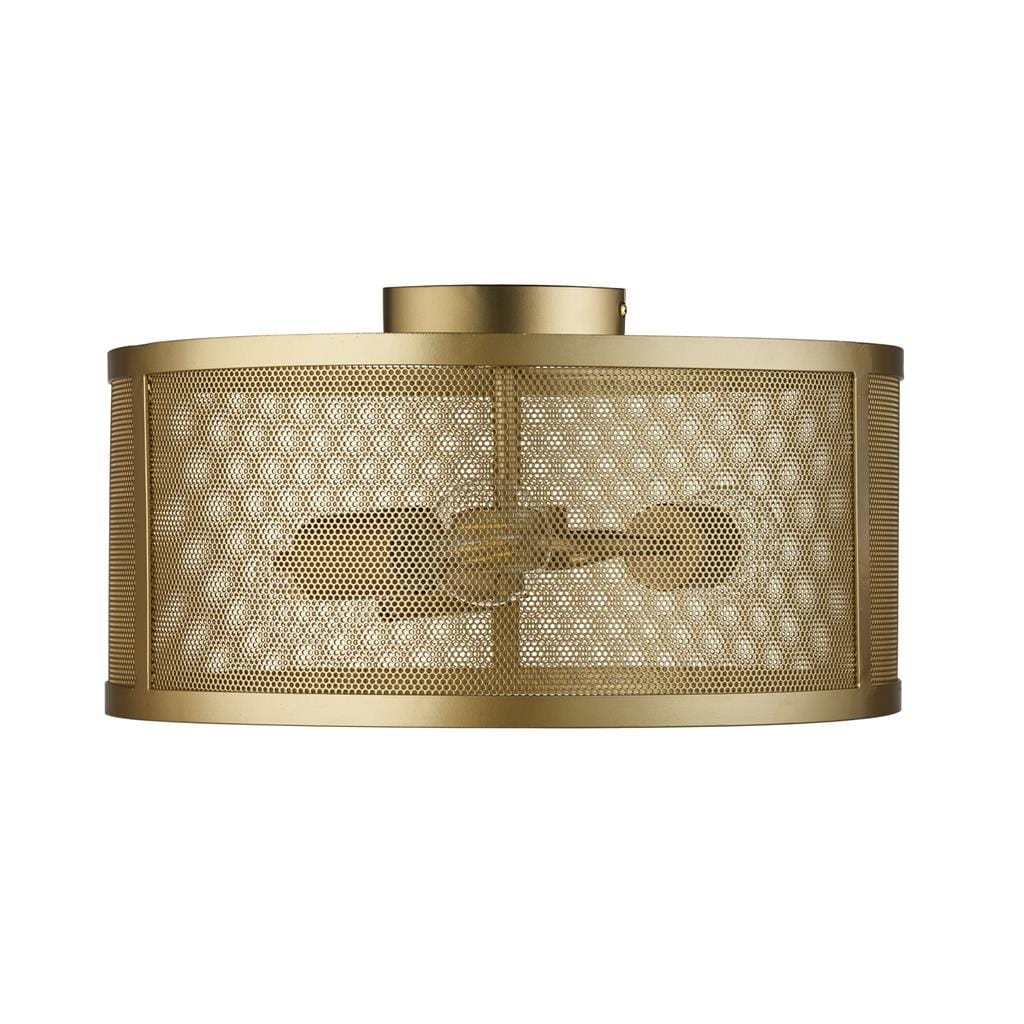 Searchlight Fishnet 3Lt Flush - Matt Gold Metal & Mesh Shade 2843-3GO