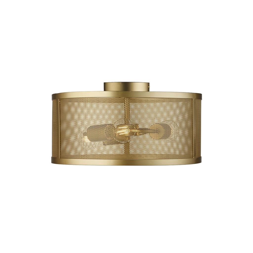 Searchlight Fishnet 3Lt Flush - Matt Gold Metal & Mesh Shade 2843-3GO