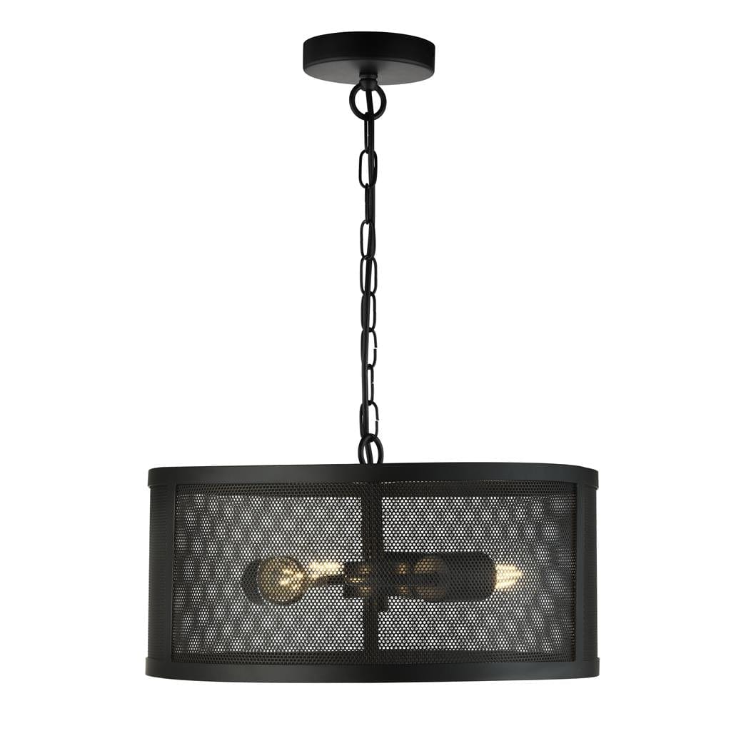 Searchlight Fishnet  3Lt Pendant - Matt Black Metal & Mesh Shade 12483-3BK