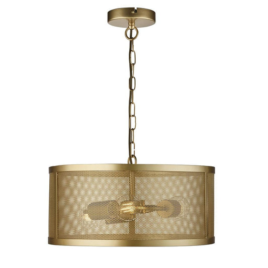 Searchlight Fishnet  3Lt Pendant - Matt Gold Metal & Mesh Shade 12483-3GO