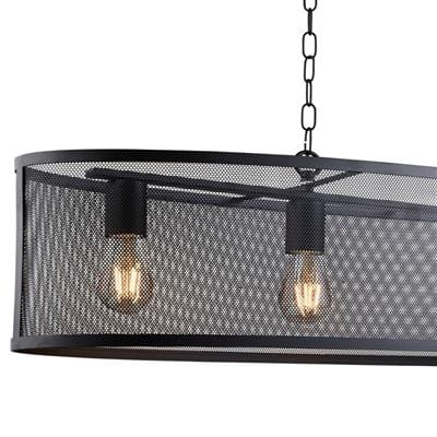 Searchlight Fishnet 4Lt Oval Pendant  - Matt Black Metal & Mesh Shade 2484-4BK