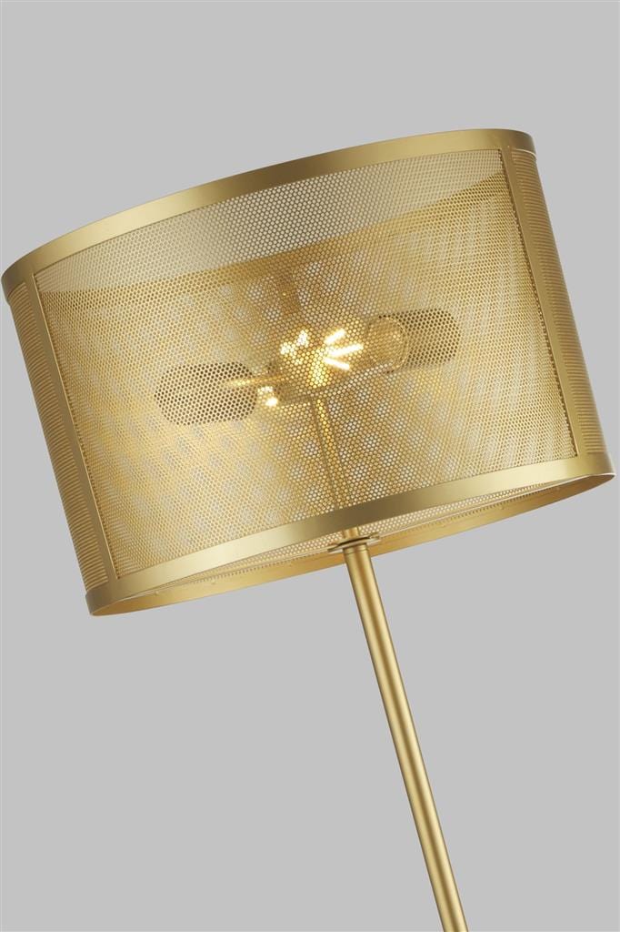 Searchlight Fishnet Floor Lamp - Gold Metal & Mesh Shade 2832-2GO