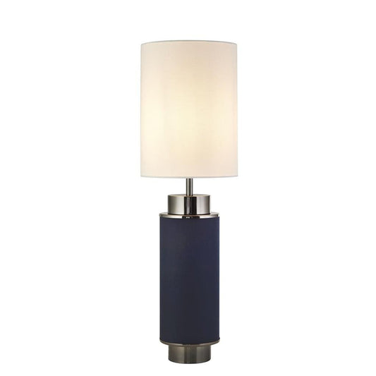 Searchlight Flask Table Lamp - Black Nickel, Navy & White Linen 59041BK