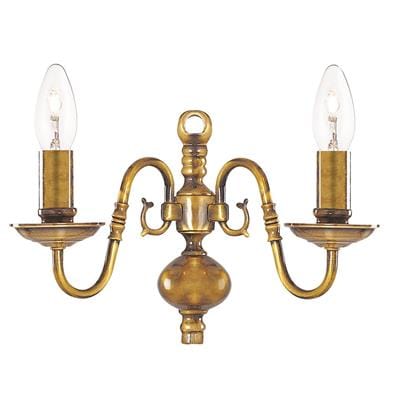 Searchlight Flemish 2Lt Wall Light - Solid Brass Metal 1019-2AB