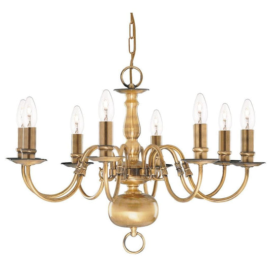 Searchlight Flemish 8Lt Pendant - Solid Brass Metal 1019-8AB