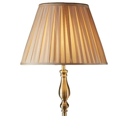 Searchlight Flemish Floor Lamp- Antique Brass Metal & Grey Pleated Shade 5029AB