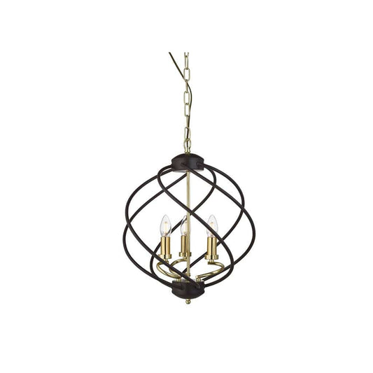 Searchlight Flow 3Lt Pendant - Black Metal & Bronze 1803-3BK