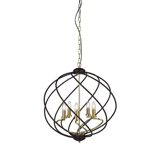 Searchlight Flow 5Lt Pendant - Black Metal & Bronze 1805-5BK