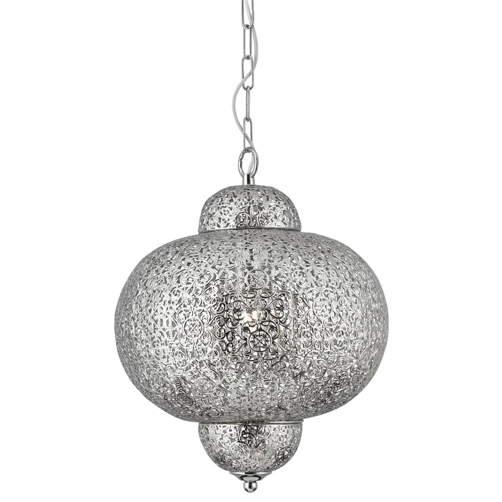 Searchlight Fretwork Pendant  - Laser Cut Nickel Metal 9221-1SS