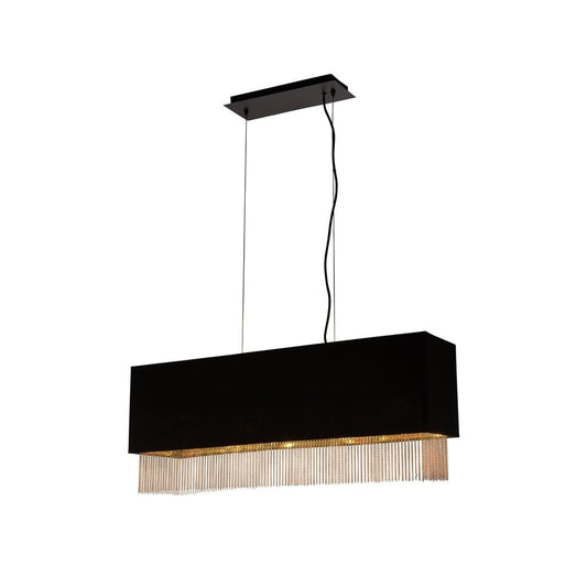 Searchlight Fringe 4Lt Ceiling Pendant - Black Shade & Gold Chain 8724-4BK