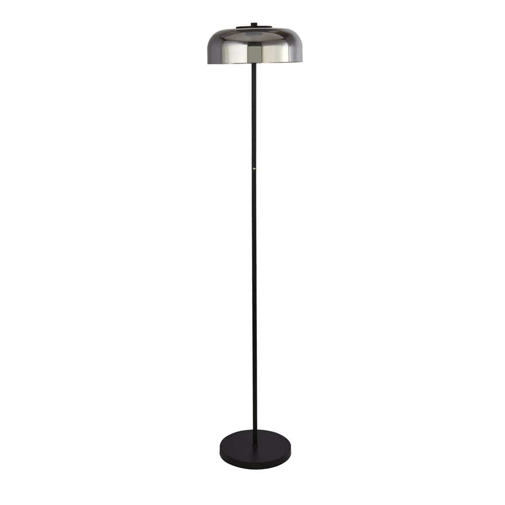 Searchlight Frisbee Floor Lamp  - Black Metal & Smoked Glass 59802-1SM