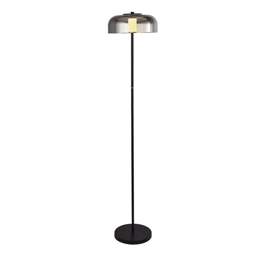 Searchlight Frisbee Floor Lamp  - Black Metal & Smoked Glass 59802-1SM