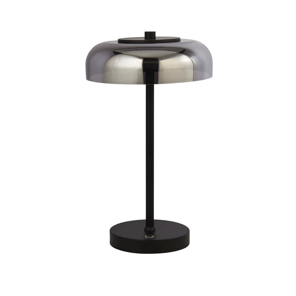 Searchlight Frisbee Table Lamp  - Black Metal & Smoked Glass 59801-1SM