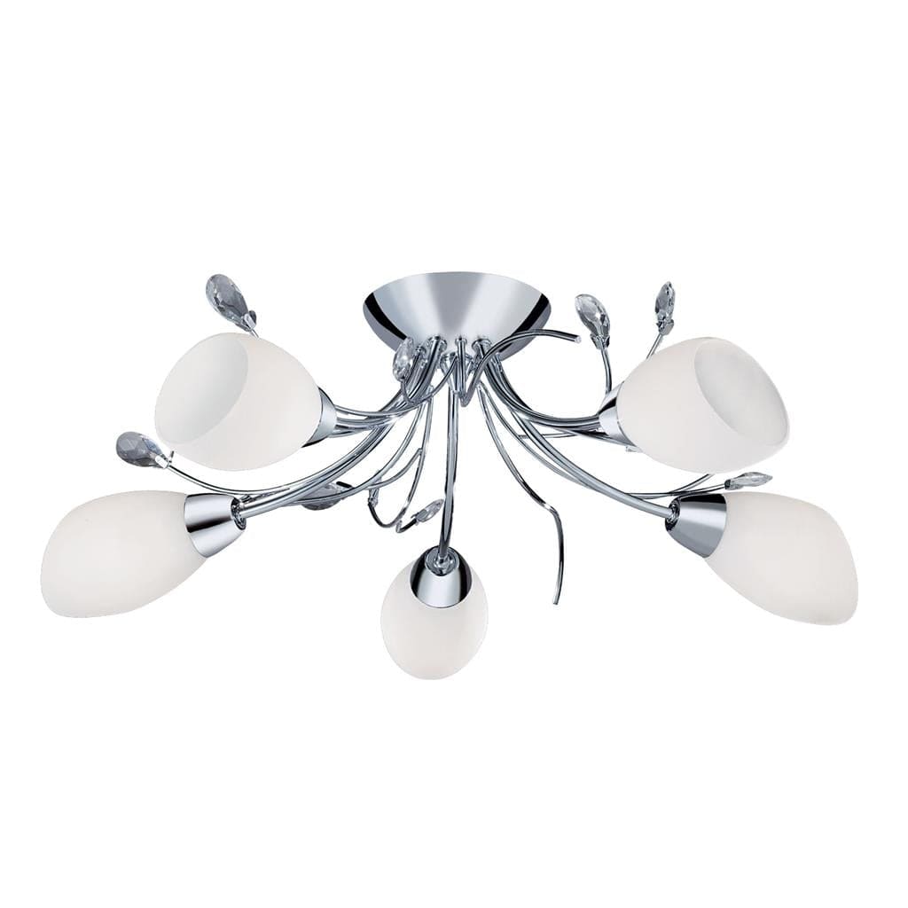 Searchlight Gardenia 5Lt Flush - Polished Chrome & Glass 1765-5CC