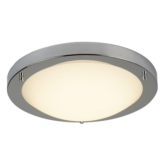 Searchlight Geneva  Flush  - Satin Silver Metal & Opal Glass 8702SS