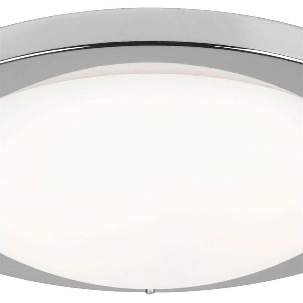 Searchlight Geneva LED Flush  -  Satin Silver & Glass, IP44 8703SS