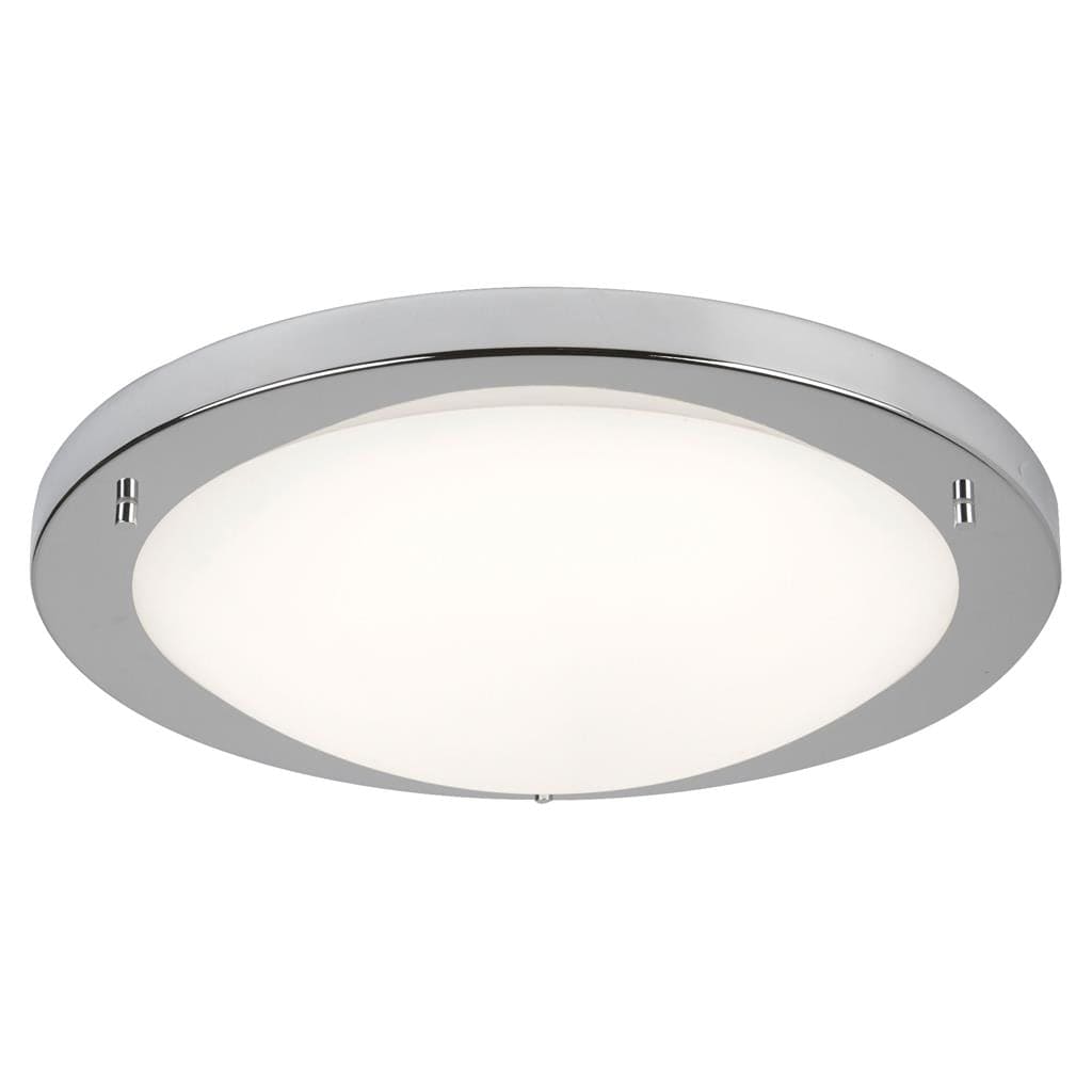 Searchlight Geneva LED Flush  -  Satin Silver & Glass, IP44 8703SS