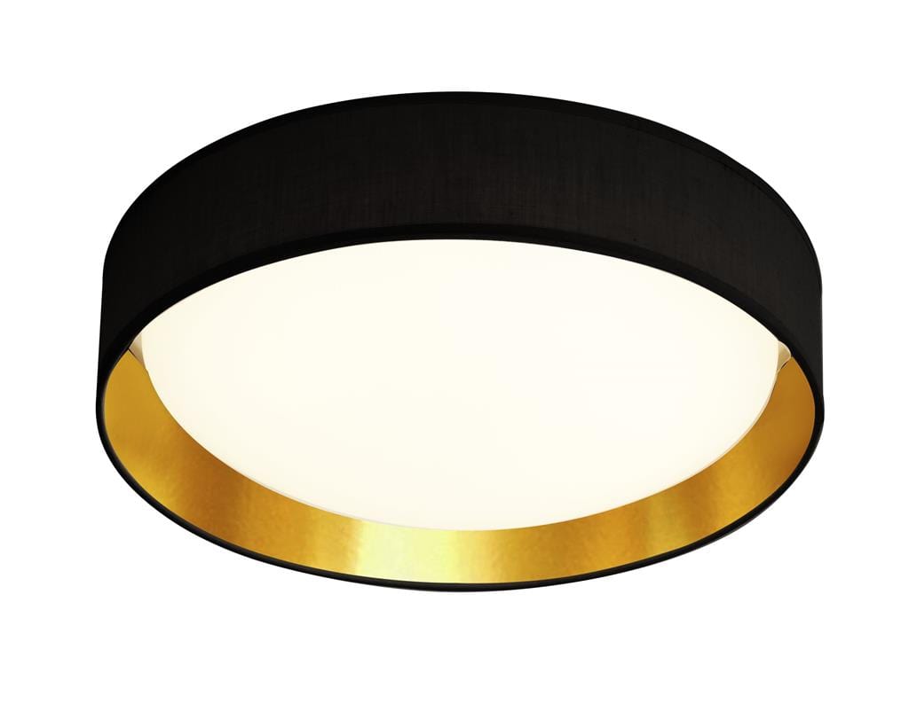 Searchlight Gianna Flush - Black Fabric, Gold Inner & Acrylic Diffuser 9371-37BGO