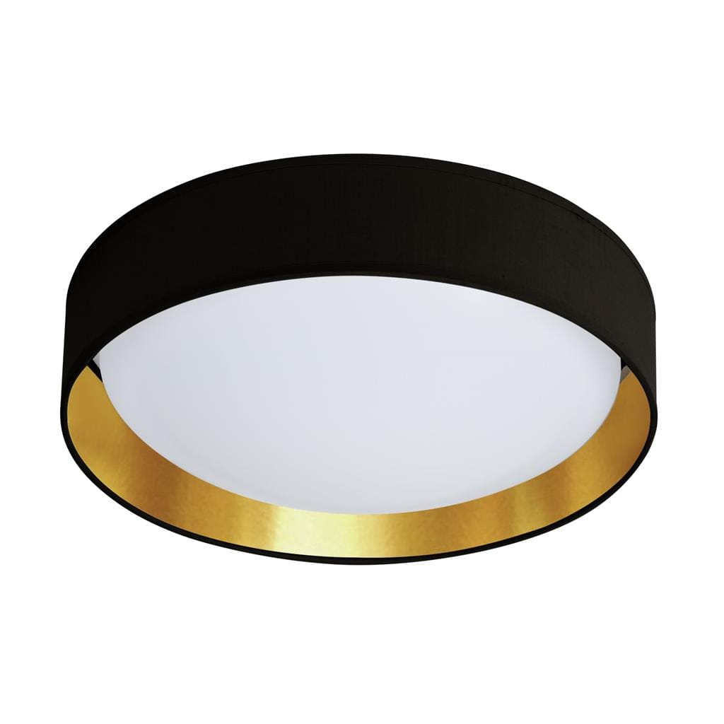 Searchlight Gianna Flush - Black Fabric, Gold Inner & Acrylic Diffuser 9371-37BGO