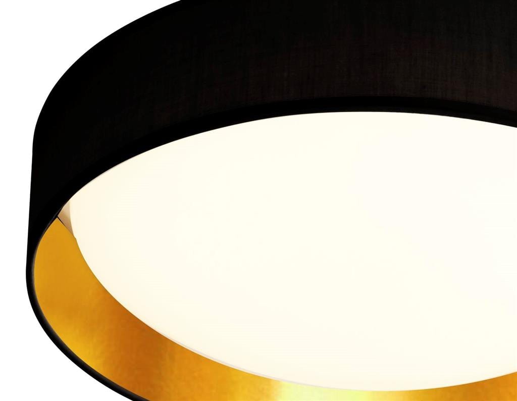 Searchlight Gianna Flush - Black Fabric, Gold Inner & Acrylic Diffuser 9371-37BGO