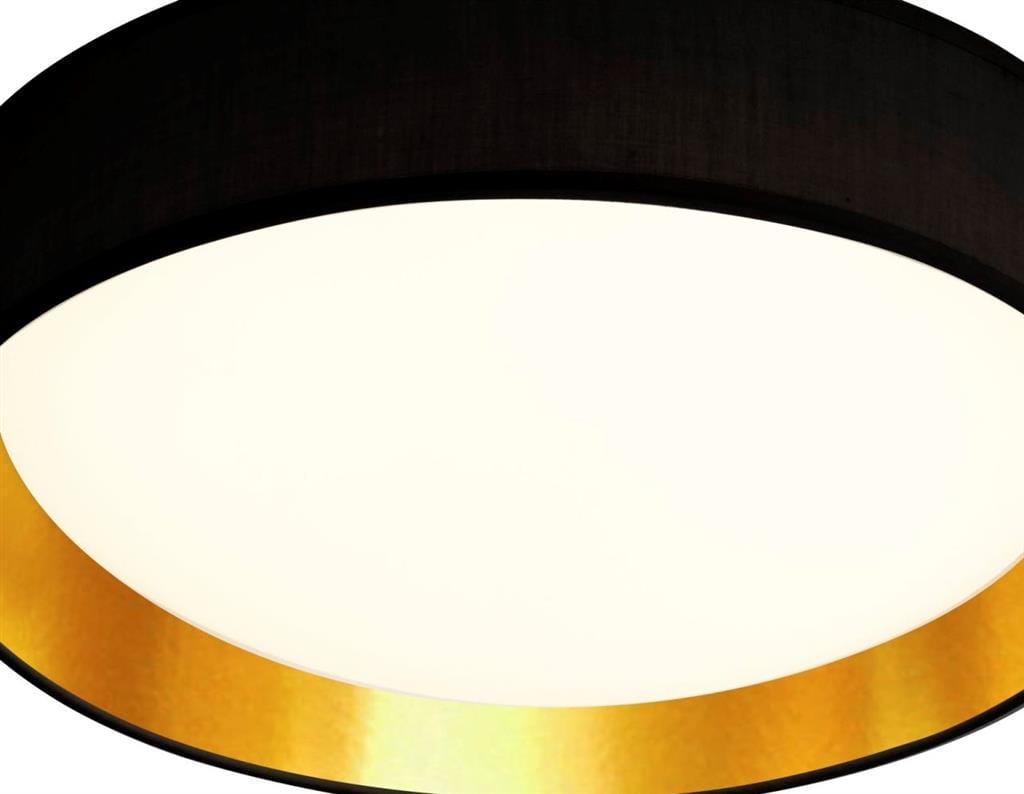 Searchlight Gianna Flush - Black Fabric, Gold Inner & Acrylic Diffuser 9371-50BGO