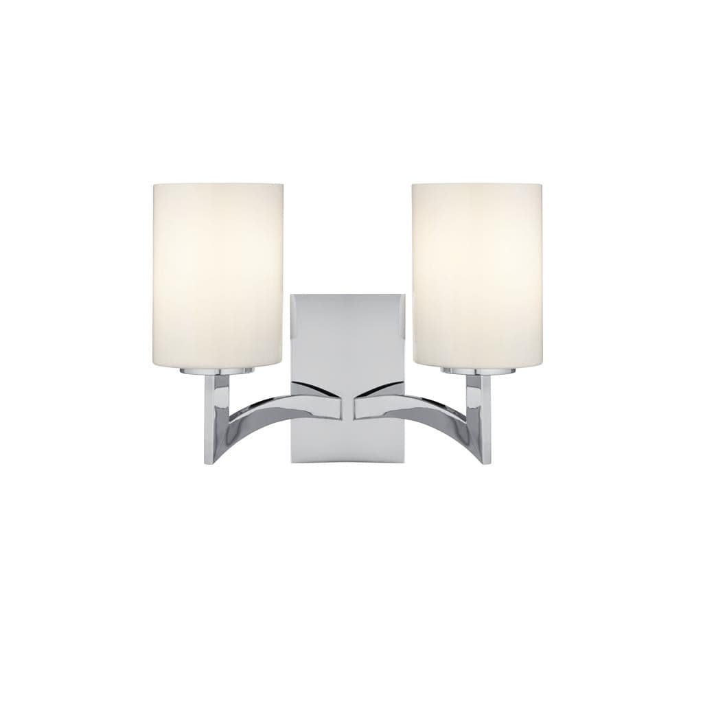 Searchlight Gina 2Lt Wall Light - Chrome & White Glass Shades 4992-2CC