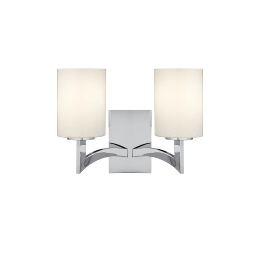 Searchlight Gina 2Lt Wall Light - Chrome & White Glass Shades 4992-2CC