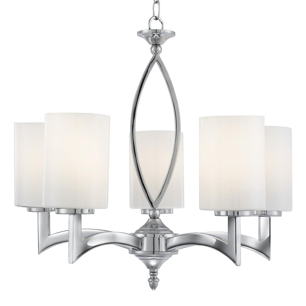 Searchlight Gina 5Lt Pendant - Chrome & White Glass Shades 4995-5CC