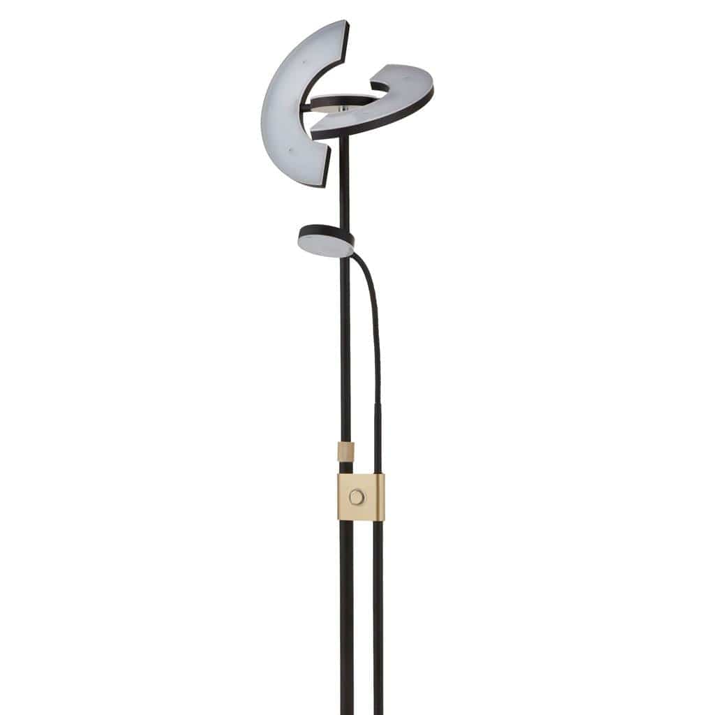 Searchlight Gio Floor Lamp - Black & Satin Brass Metal 1024MBSB