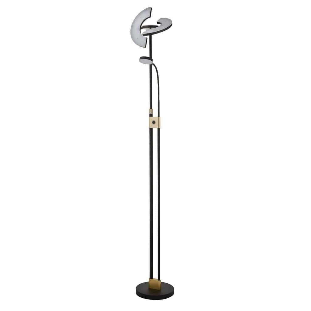 Searchlight Gio Floor Lamp - Black & Satin Brass Metal 1024MBSB